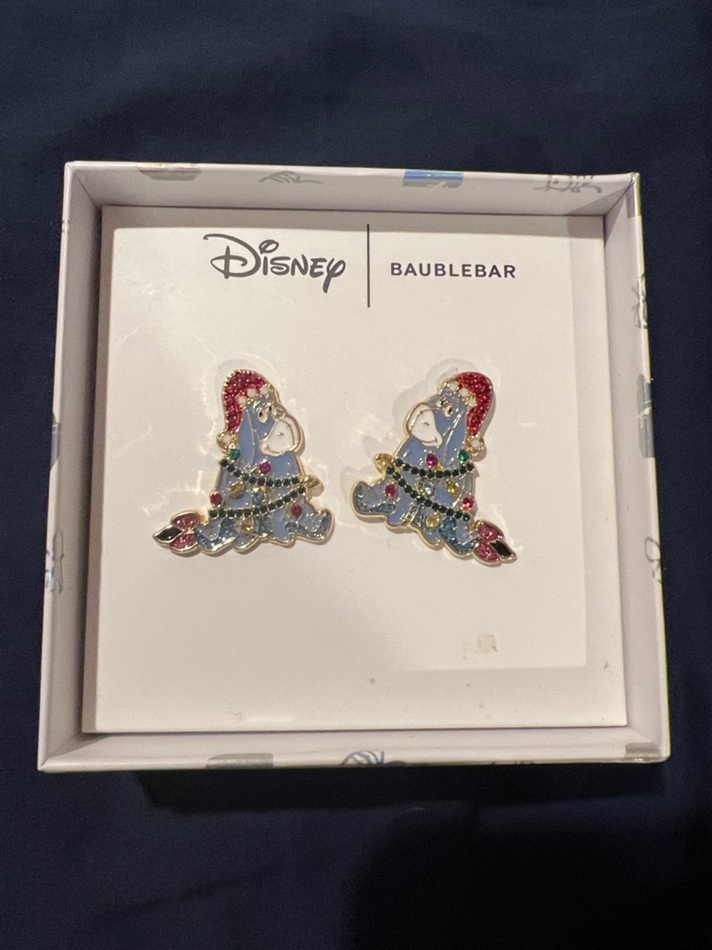 BaubleBar Disney Eyore from Winnie the Pooh Festive Xmas earrings